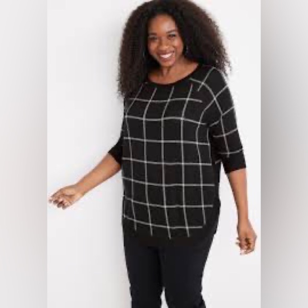 NWT Maurice’s Haven Windowpane plaid boat neck
